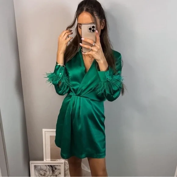 zara feather satin effect dress Zara | Dresses | Zara Feather Satin Effect Dress